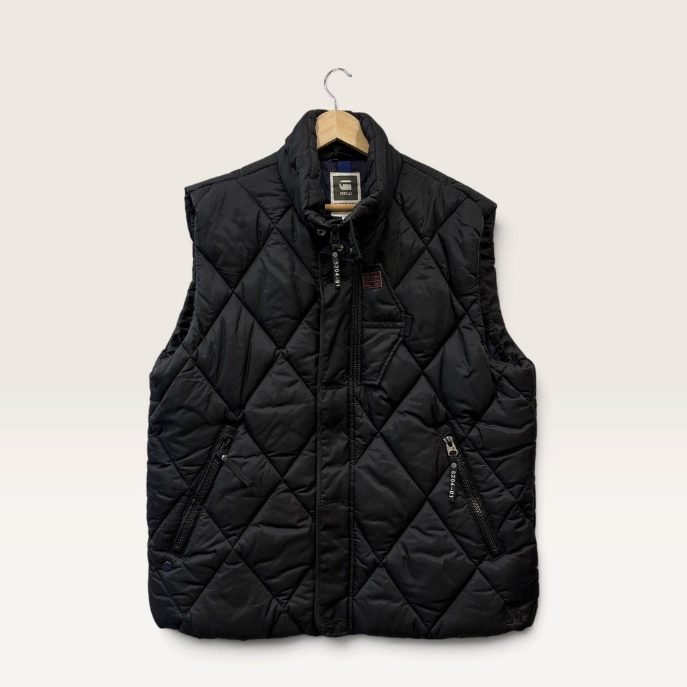 G-Star Raw Doonray Quilted Vest Mens XXL Black Puffer Sleeveless Jacket 82507A